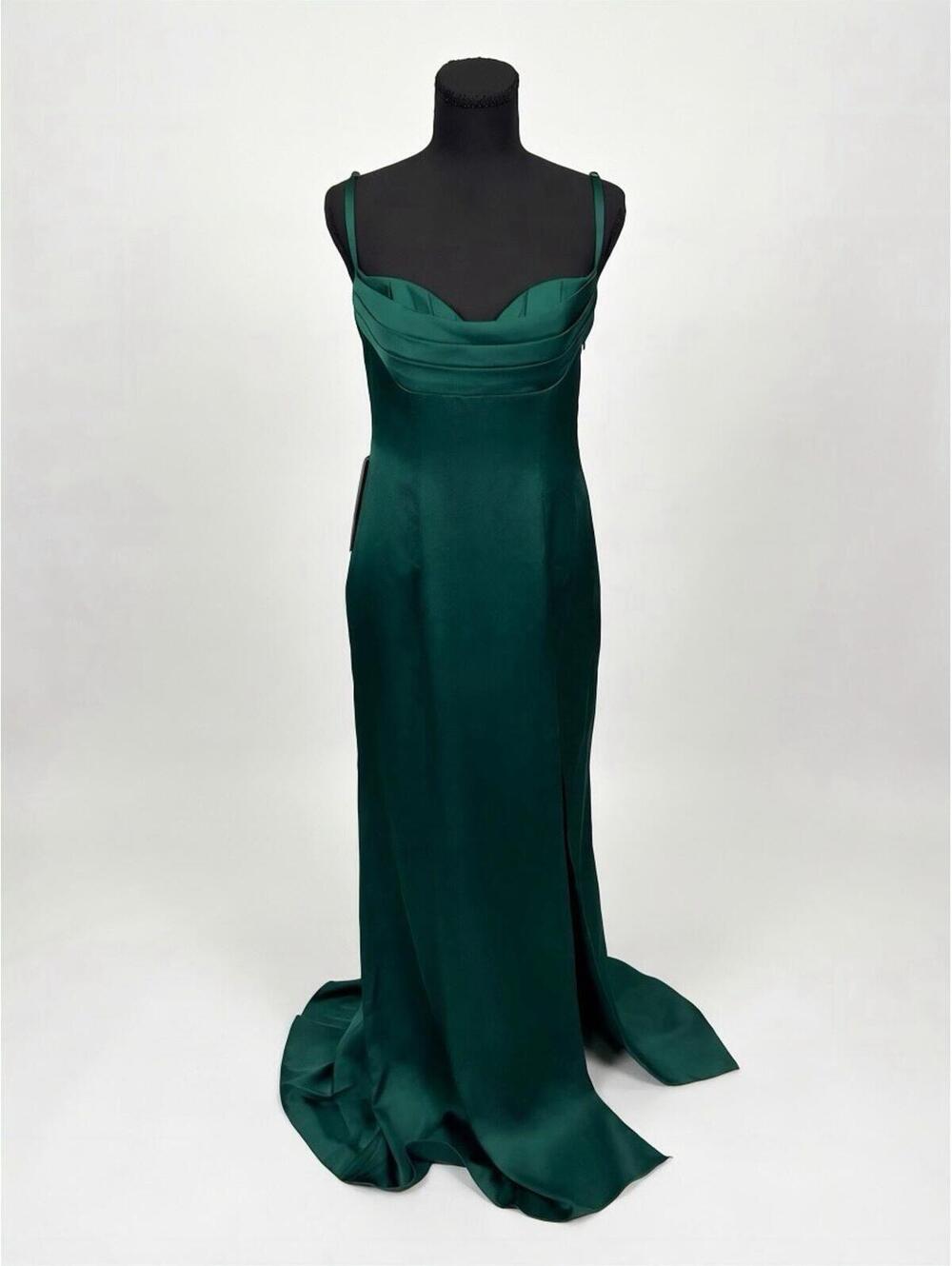Azazie Barbie 1005 Emerald Stretch Satin Mermaid  Bridesmaids Dress  (Size 6)